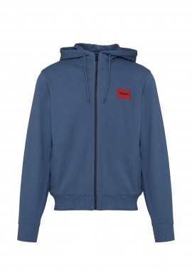 Hugo Boss ανδρική ζακέτα φούτερ με κουκούλα και contrast logo patch Regular Fit 