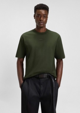Hugo Boss ανδρικό T-shirt μονόχρωμο βαμβακερό με ανάγλυφο λογότυπο 