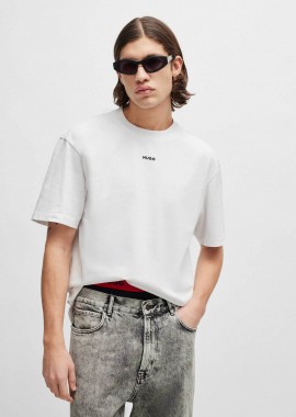 Hugo Boss ανδρικό T-shirt μονόχρωμο βαμβακερό με ανάγλυφο λογότυπο 