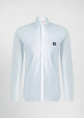 Hugo Boss ανδρικό πουκάμισο μονόχρωμο με logo patch - 50505315 Λευκό