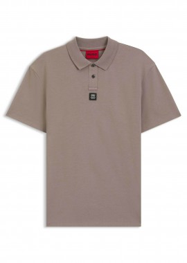 HUGO - Hugo Boss ανδρική μπλούζα πόλο μονόχρωμη με logo patch Regular Fit