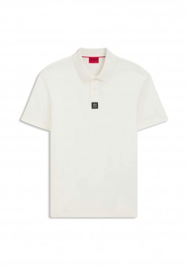 Hugo Boss ανδρική μπλούζα πόλο μονόχρωμη με logo patch Regular Fit 