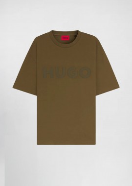 Hugo Boss ανδρικό T-shirt μονόχρωμο με λογότυπο - 50525765 Λαδί