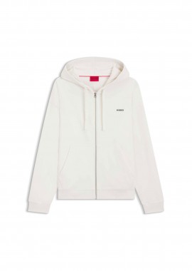 Hugo Boss ανδρική ζακέτα φούτερ με κουκούλα Relaxed Fit - 50548651 Λευκό
