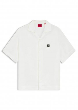 Hugo Boss ανδρικό πουκάμισο μονόχρωμο με λογότυπο Oversized Fit 