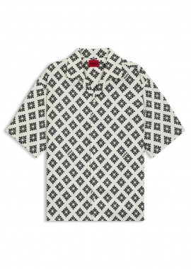 HUGO - Hugo Boss ανδρικό πουκάμισο με all-over print Oversized Fit
