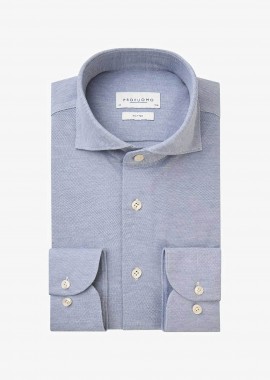 PROFUOMO - Profuomo ανδρικό πουκάμισο knitted Slim Fit - PPVH10040A Μπλε Ανοιχτό