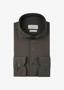 PROFUOMO - Profuomo ανδρικό μονόχρωμο πουκάμισο Japanese knitted Slim Fit - PPVH10047F Χακί
