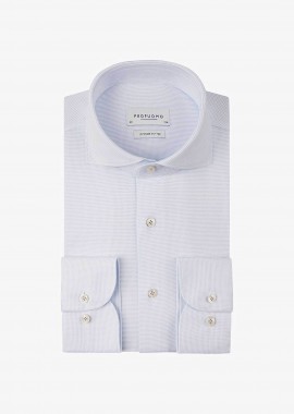 Profuomo ανδρικό μονόχρωμο πουκάμισο Japanese knitted Slim Fit - PPVH10048A Μπλε Ανοιχτό