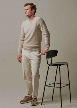 PROFUOMO - Profuomo ανδρικό chino παντελόνι Loose Fit - PPVQ30021A Κρέμ
