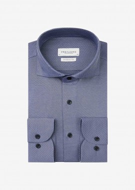PROFUOMO - Profuomo ανδρικό πουκάμισο με ψιλό ριγέ σχέδιο Twill Japanese knitted Slim Fit - PPVH30046B Μπλε