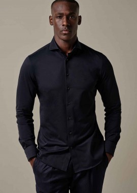 Profuomo ανδρικό πουκάμισο Japanese knitted Slim Fit - PPVH30047A Σκούρο Μπλε