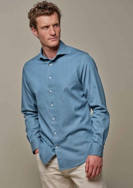 PROFUOMO - Profuomo ανδρικό denim πουκάμισο Slim Fit - PPVH30049A Denim Blue