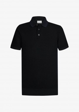 Profuomo ανδρική κοντομάνικη μπλούζα πόλο με waffle pattern Regular Fit - PPXD10028A Σκούρο Μπλε