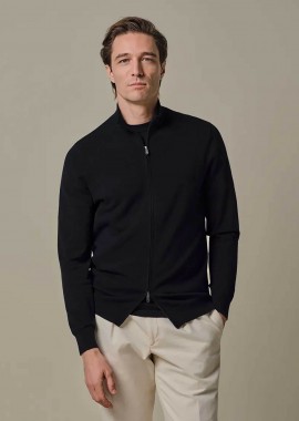 PROFUOMO - Profuomo ανδρική πλεκτή ζακέτα με ψηλό λαιμό Regular Fit - PPXJ10009C Σκούρο Μπλε