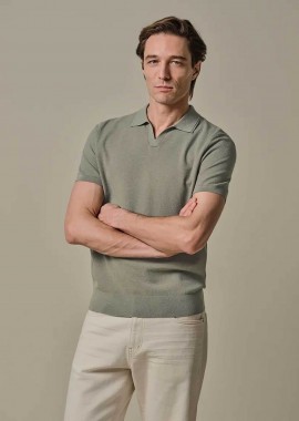 Profuomo ανδρική κοντομάνικη μπλούζα πόλο open collar Regular Fit - PPXD10009D Πράσινο Ανοιχτό