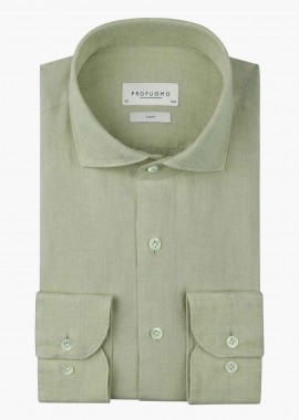 Profuomo ανδρικό λινό πουκάμισο Slim Fit - PPXH10017M Πράσινο Ανοιχτό