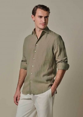 Profuomo ανδρικό λινό πουκάμισο Slim Fit - PPXH10017P Πράσινο Ανοιχτό
