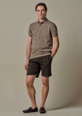Profuomo ανδρική βερμούδα με ελαστική μέση Relaxed Fit - PPXQ10002A Καφέ
