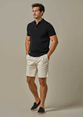 Profuomo ανδρική βερμούδα με ελαστική μέση Relaxed Fit - PPXQ10002D Κρέμ
