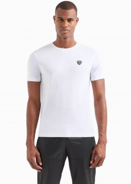 EA7 ανδρικό T-shirt με logo patch Slim Fit - 8NPT16PJRGZ Λευκό
