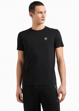EA7 ανδρικό T-shirt με logo patch Slim Fit - 8NPT16PJRGZ Μαύρο