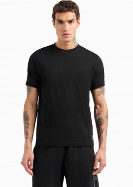 EA7 ανδρικό T-shirt με logo tape στους ώμους Regular Fit - 7M000138AF10375 Μαύρο