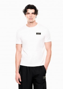 EA7 - EA7 ανδρικό T-shirt με logo patch Regular Fit - 7M001331AF13739 Λευκό