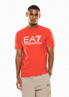EA7 ανδρικό T-shirt με λογότυπο Slim Fit - 7M001412AF22264 Κοραλί