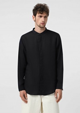 ARMANI EXCHANGE - Armani Exchange ανδρικό λινό πουκάμισο με μάο γιακά - XM001222AF14619 Σκούρο Μπλε