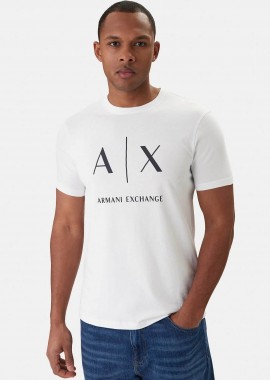 ARMANI EXCHANGE - Armani Exchange ανδρικό T-shirt με logo print Slim Fit - XM002683AF10356 Κρέμ