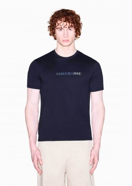 ARMANI EXCHANGE - Armani Exchange ανδρικό T-shirt με κεντημένο λογότυπο Slim Fit - XM002785AF10358 Σκούρο Μπλε