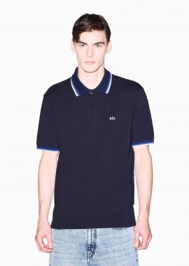 Armani Exchange ανδρική κοντομάνικη μπλούζα πόλο με κεντημένο monogram Regular Fit - XM002329AF13026 Σκούρο Μπλε