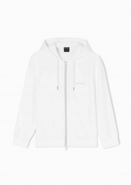 Armani Exchange ανδρική ζακέτα φούτερ με κουκούλα και λογότυπο Regular Fit - XM002352AF21869 Κρέμ