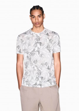 ARMANI EXCHANGE - Armani Exchange ανδρικό T-shirt με all-over print και κεντημένο λογότυπο Regular Fit - XM002502AF10358 Μπεζ