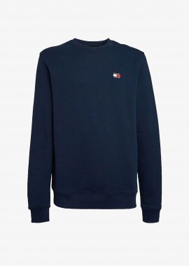 Tommy Jeans ανδρική μπλούζα φούτερ μονόχρωμη με logo patch Regular Fit - DM0DM17986 Μπλε Σκούρο