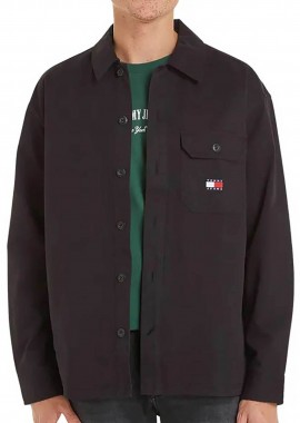 TOMMY JEANS - Tommy Jeans ανδρικό overshirt μονόχρωμο με λογότυπο Relaxed Fit - DM0DM18331 Μαύρο