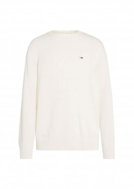 TOMMY JEANS - Tommy Jeans ανδρικό πουλόβερ με λογότυπο Slim Fit - DM0DM18370 Λευκό