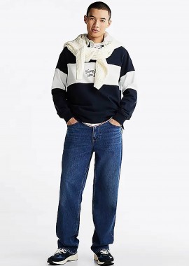 Tommy Jeans ανδρικό τζιν παντελόνι πεντάτσεπο Straight Fit - DM0DM21167 Denim Blue Σκούρο