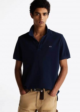Tommy Jeans ανδρική μπλούζα πόλο μονόχρωμη με λογότυπο Slim Fit - DM0DM20226 Μπλε Σκούρο