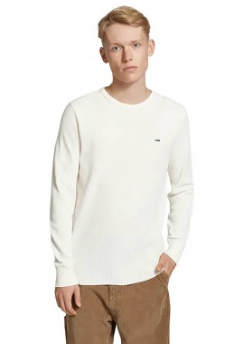 Tommy Jeans ανδρικό πουλόβερ με λογότυπο Slim Fit - DM0DM20688 Μπεζ