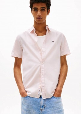 TOMMY JEANS - Tommy Jeans ανδρικό πουκάμισο με ριγέ σχέδιο και λογότυπο - DM0DM20894 Ροζ Ανοιχτό