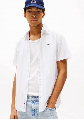TOMMY JEANS - Tommy Jeans ανδρικό πουκάμισο με ριγέ σχέδιο και λογότυπο - DM0DM20894 Γαλάζιο
