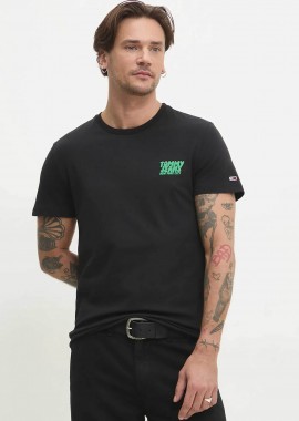 TOMMY JEANS - Tommy Jeans ανδρικό T-shirt με λογότυπο - DM0DM21863 Μαύρο