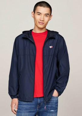 Tommy Jeans ανδρικό αντιανεμικό jacket με λογότυπο στο στήθος - DM0DM20204 Μπλε Σκούρο
