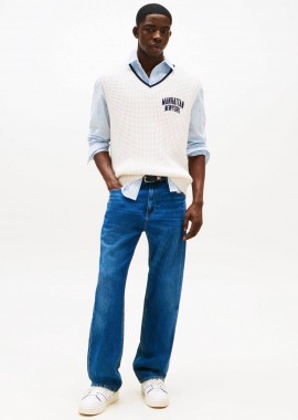 TOMMY JEANS - Tommy Jeans ανδρικό τζιν παντελόνι πεντάτσεπο Straight Fit - DM0DM21021 Denim Blue Σκούρο