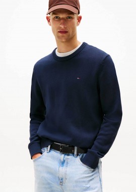 Tommy Jeans ανδρική πλεκτή μπλούζα Slim Fit - DM0DM21787 Μπλε Σκούρο