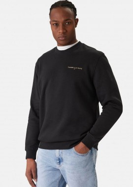 Tommy Jeans ανδρική μπλούζα φούτερ με logo print Regular Fit - DM0DM20249 Μαύρο