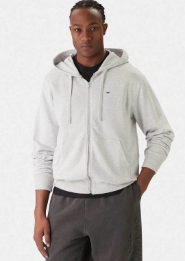 Tommy Jeans ανδρική ζακέτα φούτερ με λογότυπο Relaxed Fit - DM0DM21814 Γκρι