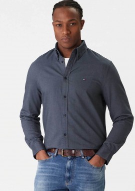 TOMMY JEANS - Tommy Jeans ανδρικό πουκάμισο με λογότυπο Regular Fit - DM0DM22836 Μπλε Σκούρο